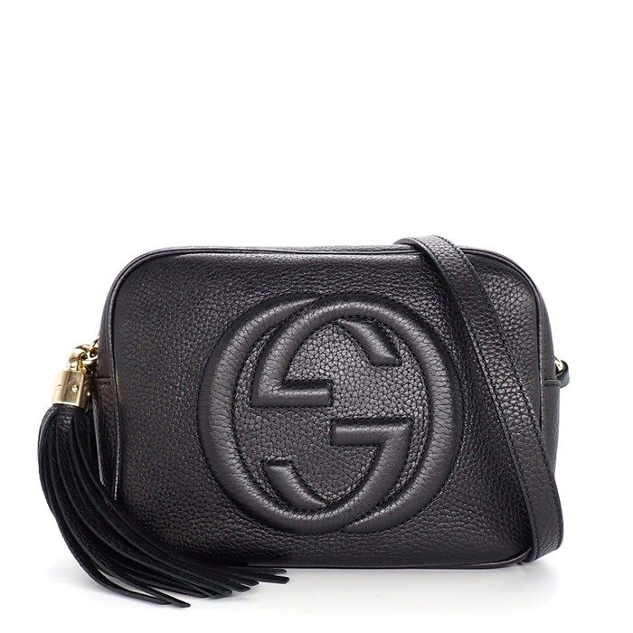 Gucci Shoulder Bag Interlocking G Soho Disco Black Calfskin