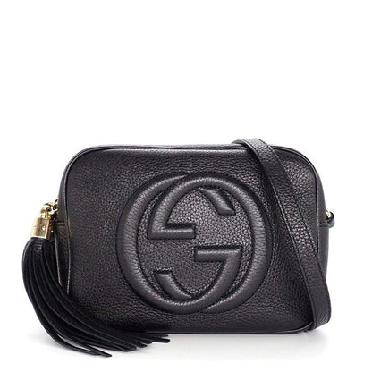 Gucci Shoulder Bag Interlocking G Soho Disco Black Calfskin