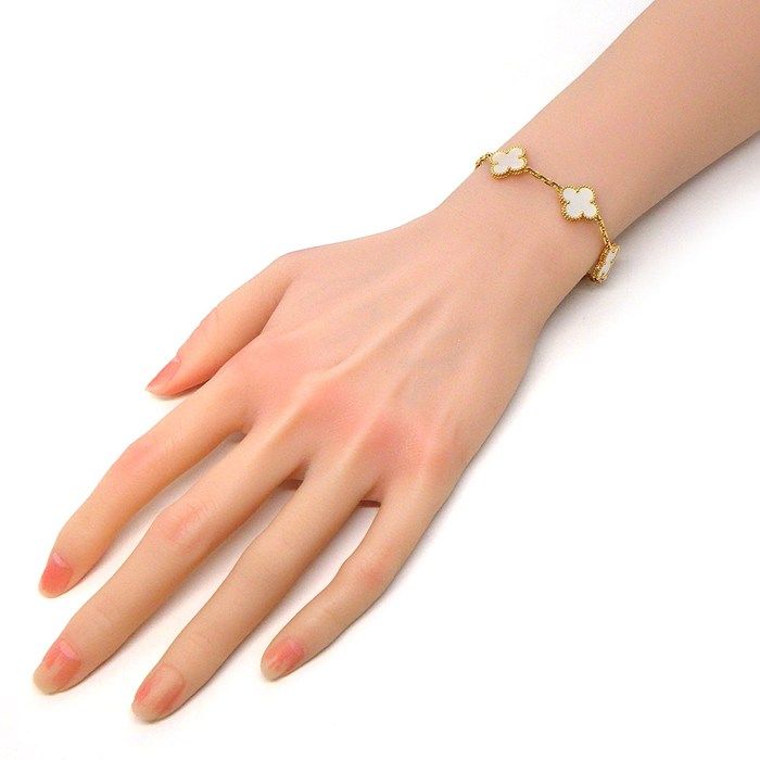 Van Cleef & Arpels Bracelet Vintage Alhambra White Shell 18k Yellow Gold — view 5