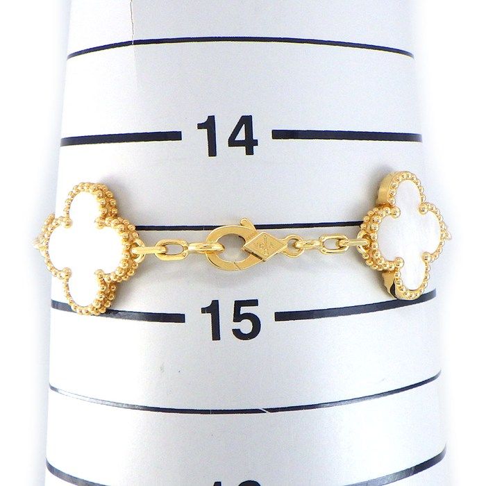 Van Cleef & Arpels Bracelet Vintage Alhambra White Shell 18k Yellow Gold — view 6