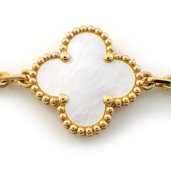Van Cleef & Arpels Bracelet Vintage Alhambra White Shell 18k Yellow Gold — view 2