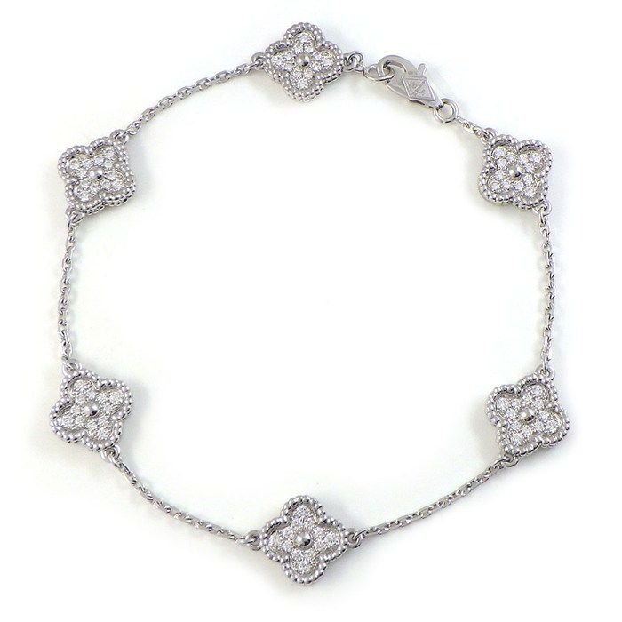 Van Cleef & Arpels Bracelet Sweet Alhambra Full Pave 18k White Gold