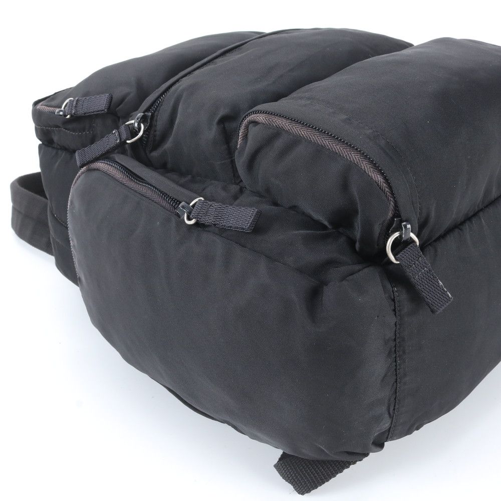Prada Tessuto Nylon Triangle Logo Backpack Black — view 6