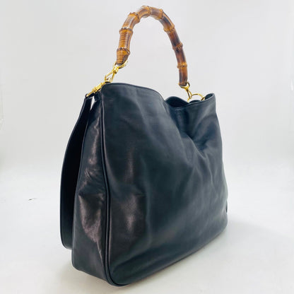 Gucci Bamboo Leather 2-Way Shoulder Hand Bag Black — view 3