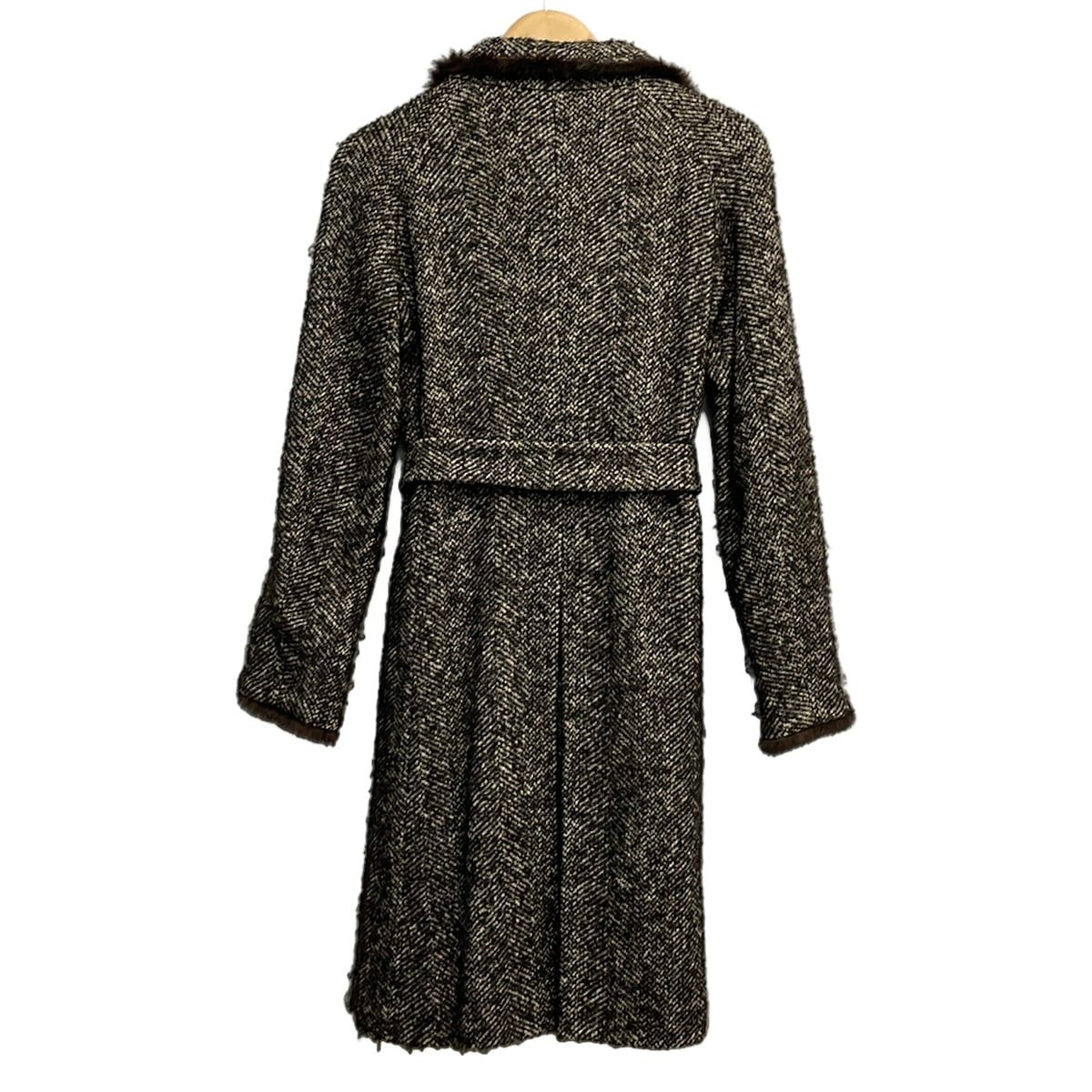 Max Mara Coat Dark Brown Long Sleeve Tweed Winter 36 — view 2