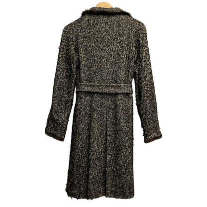 Max Mara Coat Dark Brown Long Sleeve Tweed Winter 36 — view 2