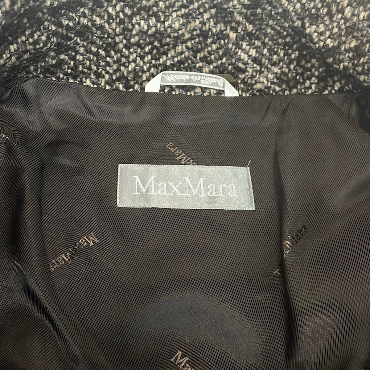 Max Mara Coat Dark Brown Long Sleeve Tweed Winter 36 — view 3