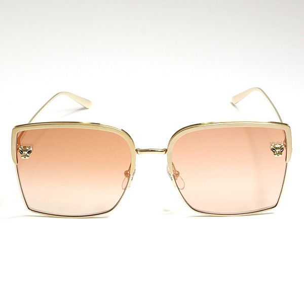 Cartier Panthere Sunglasses 004 Pink Brown Gradient Gold Square Eyewear — view 5