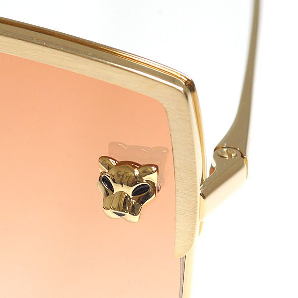 Cartier Panthere Sunglasses 004 Pink Brown Gradient Gold Square Eyewear — view 3