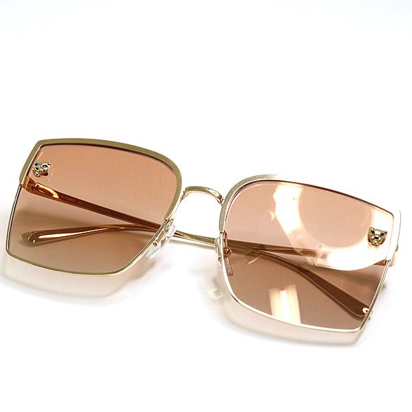 Cartier Panthere Sunglasses 004 Pink Brown Gradient Gold Square Eyewear — view 2