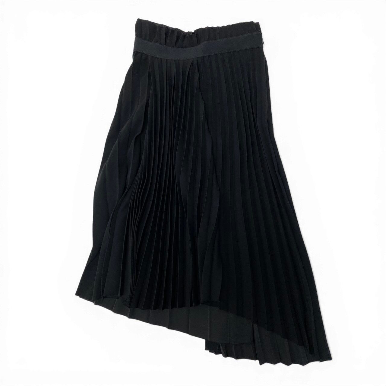Balenciaga Pleated Skirt Wrap Style Asymmetric Design Waist Logo Black 34 — view 2