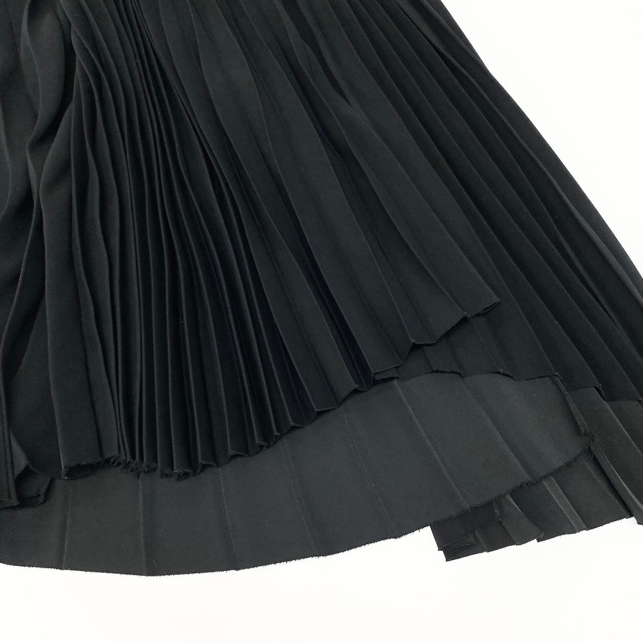 Balenciaga Pleated Skirt Wrap Style Asymmetric Design Waist Logo Black 34 — view 5
