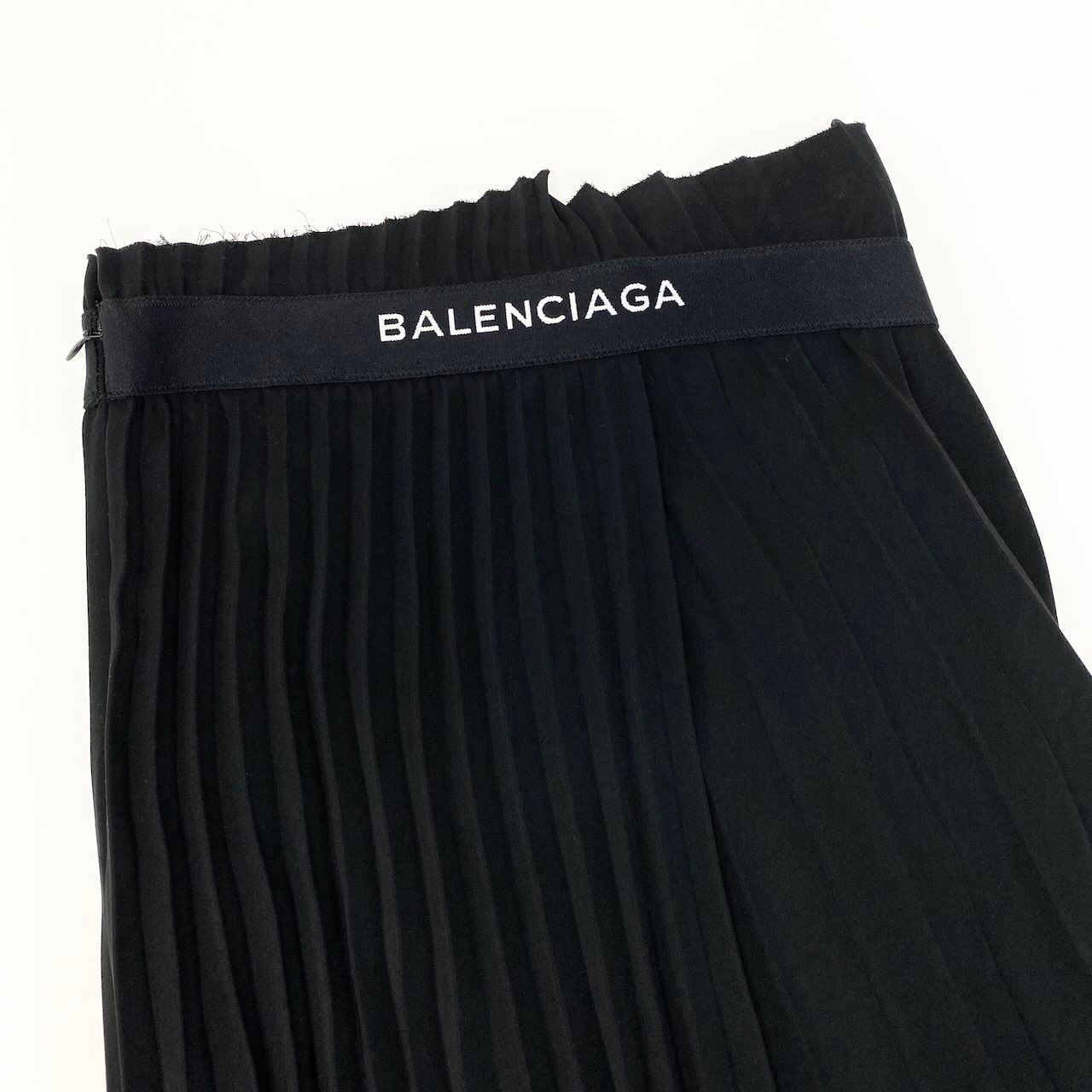 Balenciaga Pleated Skirt Wrap Style Asymmetric Design Waist Logo Black 34 — view 3