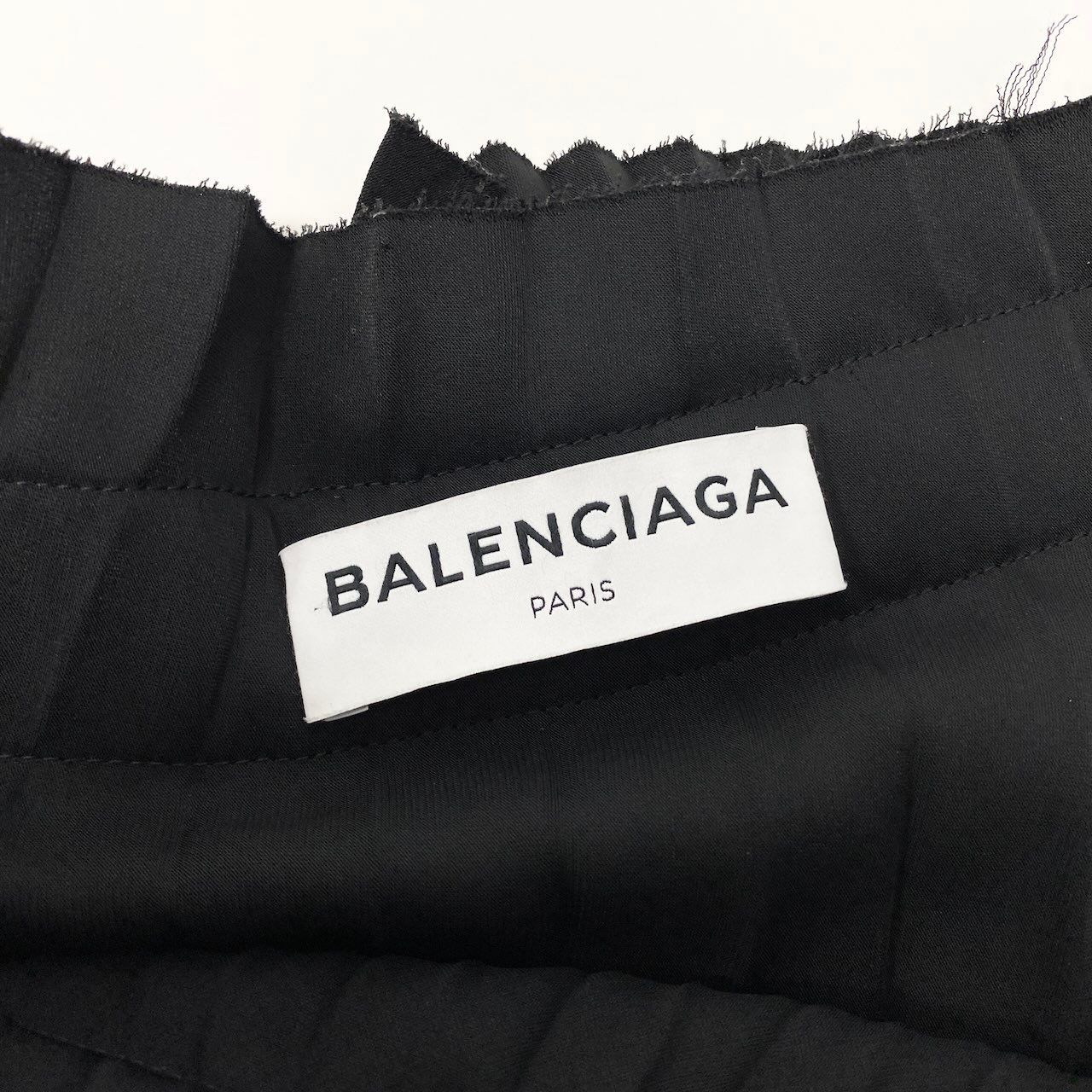 Balenciaga Pleated Skirt Wrap Style Asymmetric Design Waist Logo Black 34 — view 7
