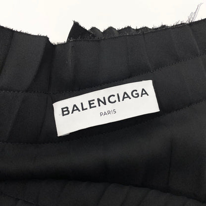 Balenciaga Pleated Skirt Wrap Style Asymmetric Design Waist Logo Black 34 — view 7