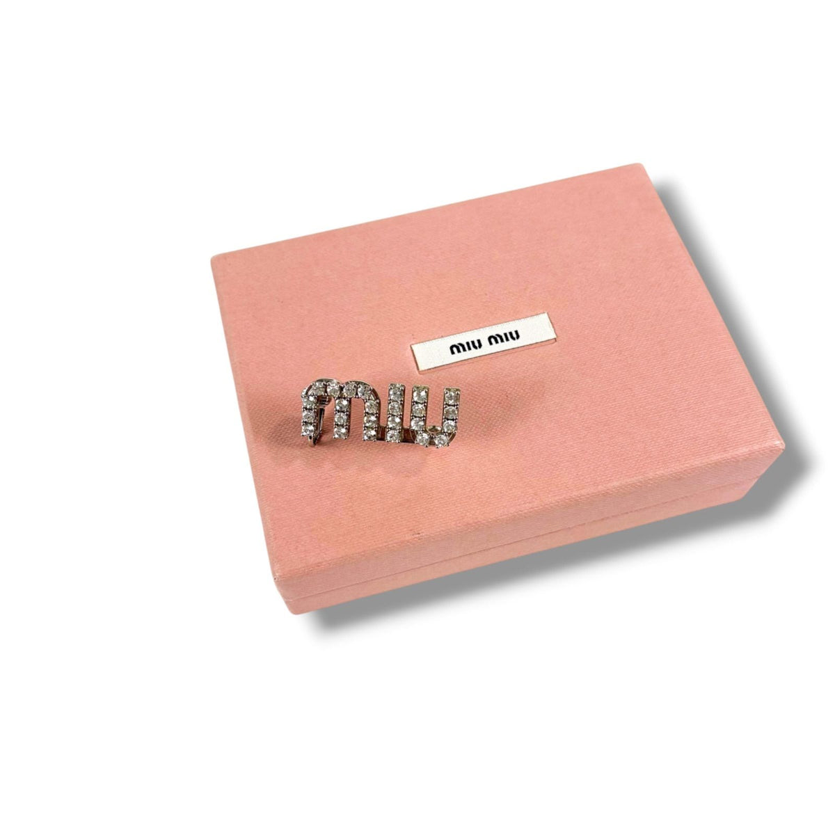 Miu Miu Crystal Logo Pierced Earrings Asymmetric Design Worn by Wonyoung — view 2