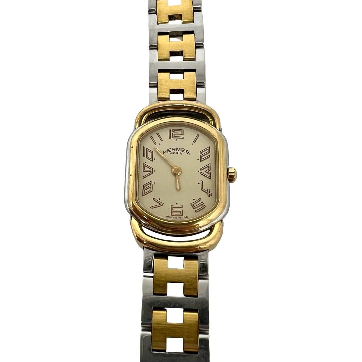 Hermes Vintage Rallye Stainless Quartz Watch Silver Gold — view 5