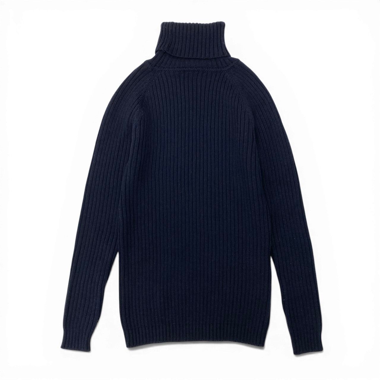 Miu Miu Turtleneck Knit Sweater Rib Navy Wool — view 3