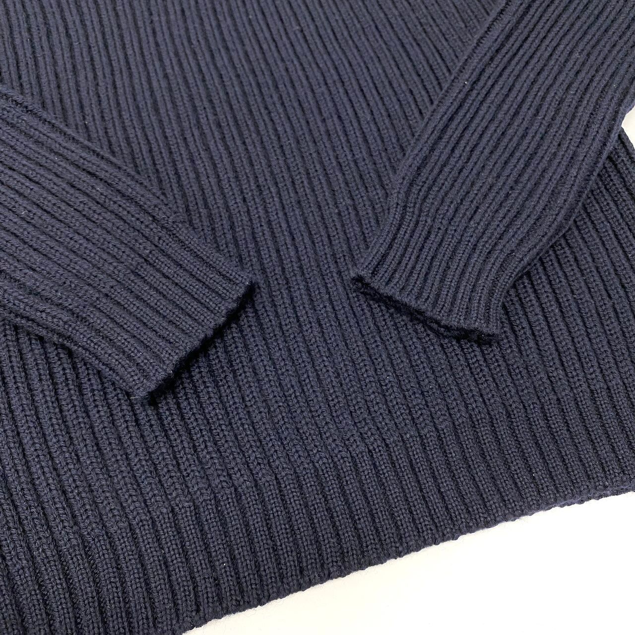 Miu Miu Turtleneck Knit Sweater Rib Navy Wool — view 5