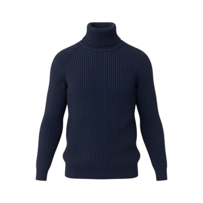Miu Miu Turtleneck Knit Sweater Rib Navy Wool