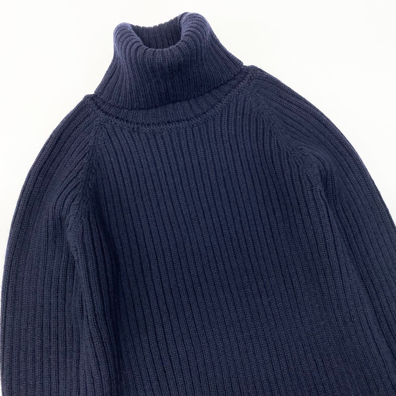 Miu Miu Turtleneck Knit Sweater Rib Navy Wool — view 4