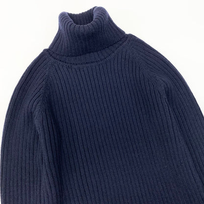 Miu Miu Turtleneck Knit Sweater Rib Navy Wool — view 4