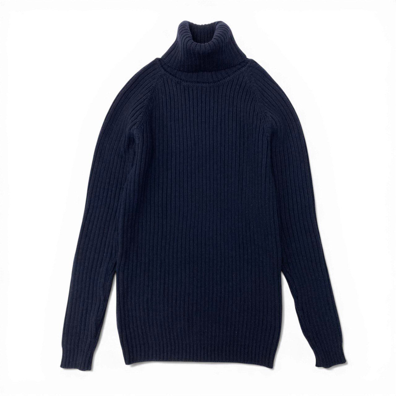 Miu Miu Turtleneck Knit Sweater Rib Navy Wool — view 2