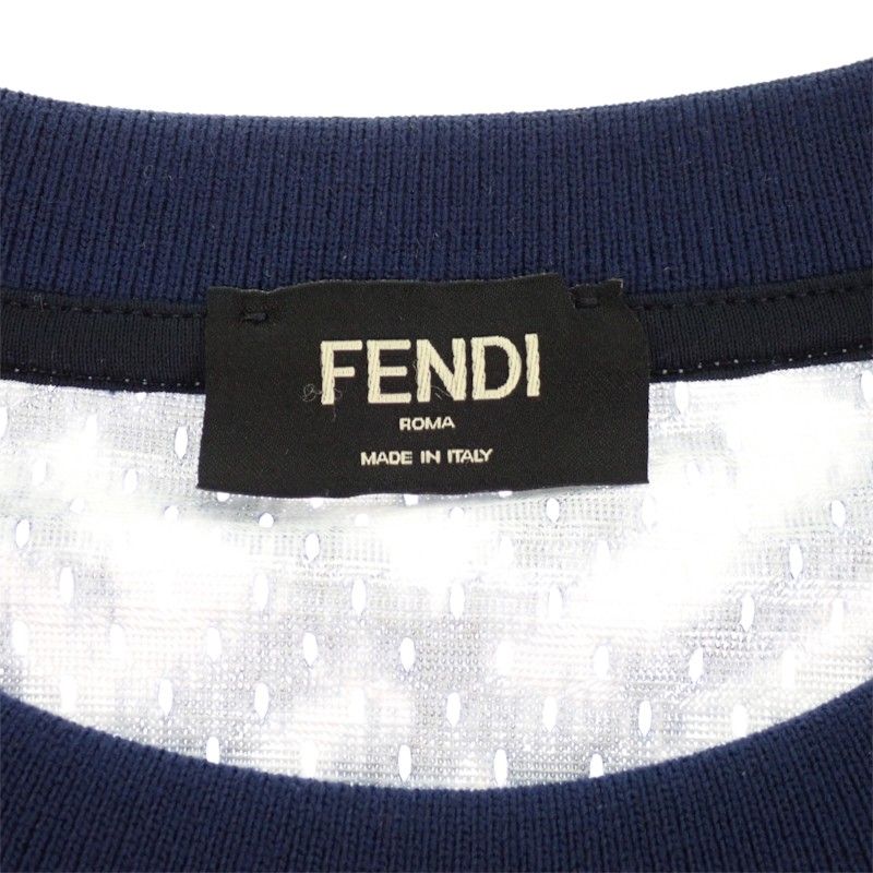 Fendi Technical Mesh Short Sleeve T-Shirt Polyester Blue White Summer S — view 6