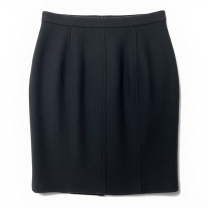 Chanel Tweed Skirt Knee Length Wool Blend Black