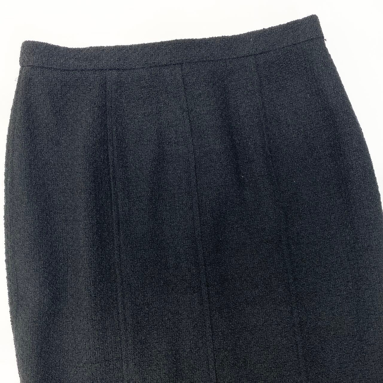 Chanel Tweed Skirt Knee Length Wool Blend Black — view 4
