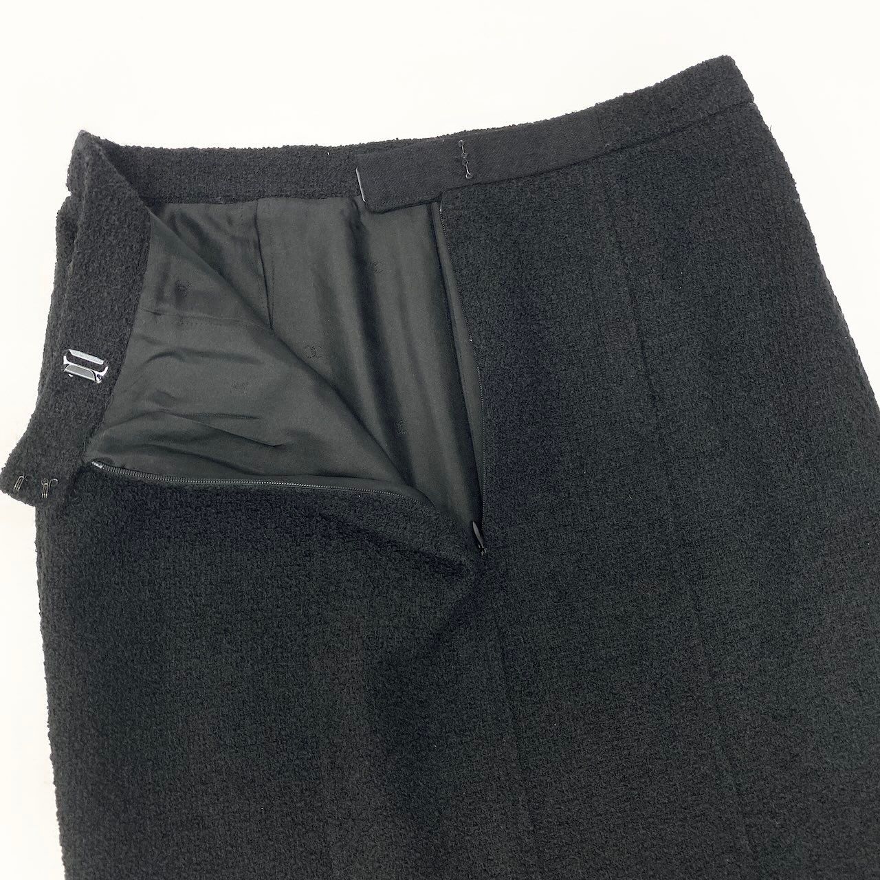 Chanel Tweed Skirt Knee Length Wool Blend Black — view 5
