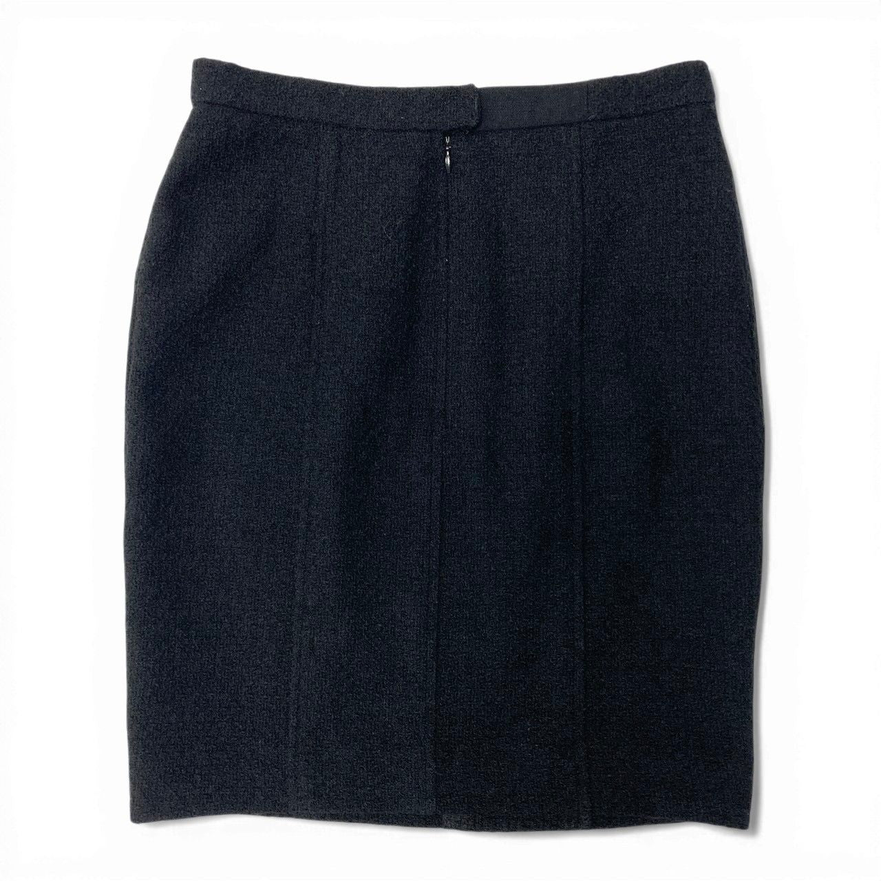 Chanel Tweed Skirt Knee Length Wool Blend Black — view 3