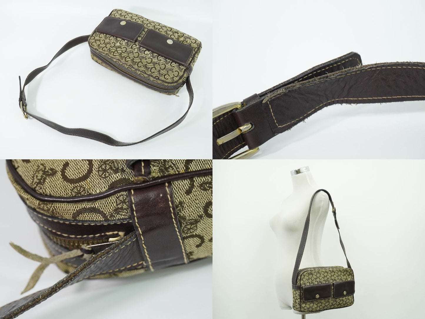 Celine C Sulky Shoulder Bag Canvas Brown — view 6