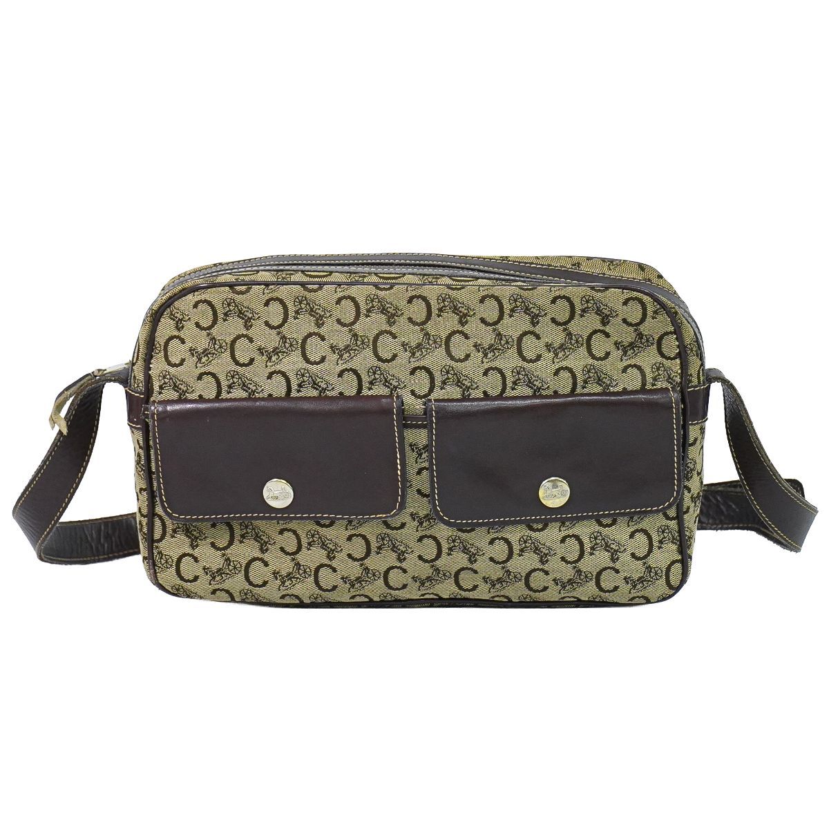 Celine C Sulky Shoulder Bag Canvas Brown