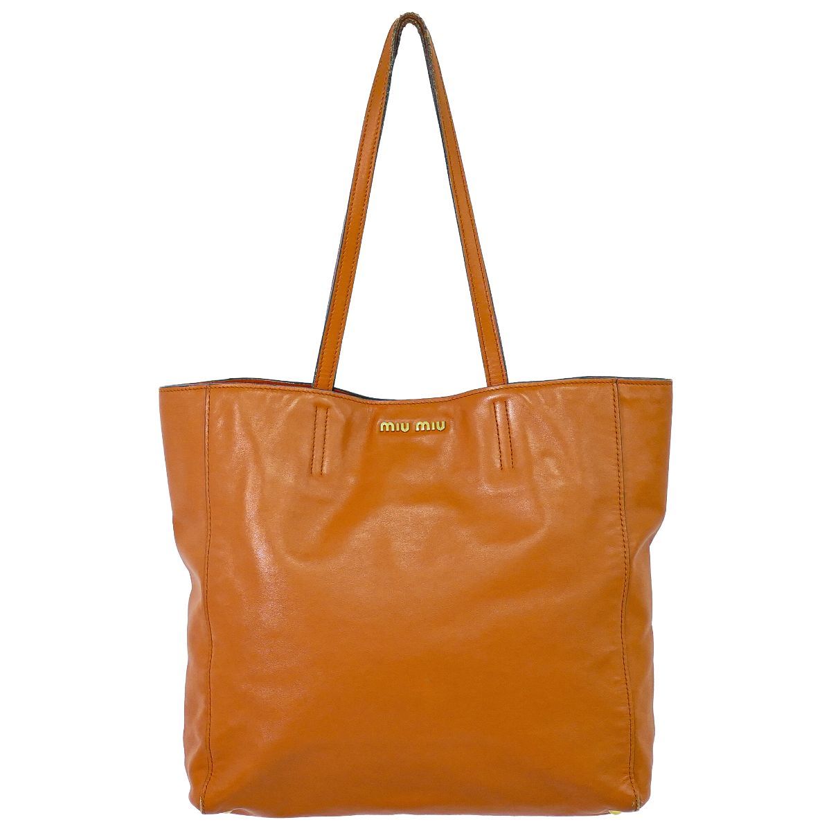 Miu Miu Leather Shoulder Bag Tote Orange