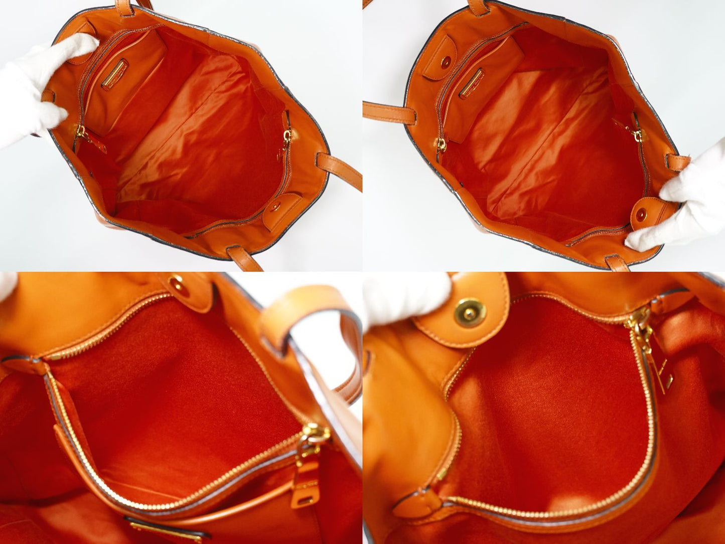 Miu Miu Leather Shoulder Bag Tote Orange — view 8