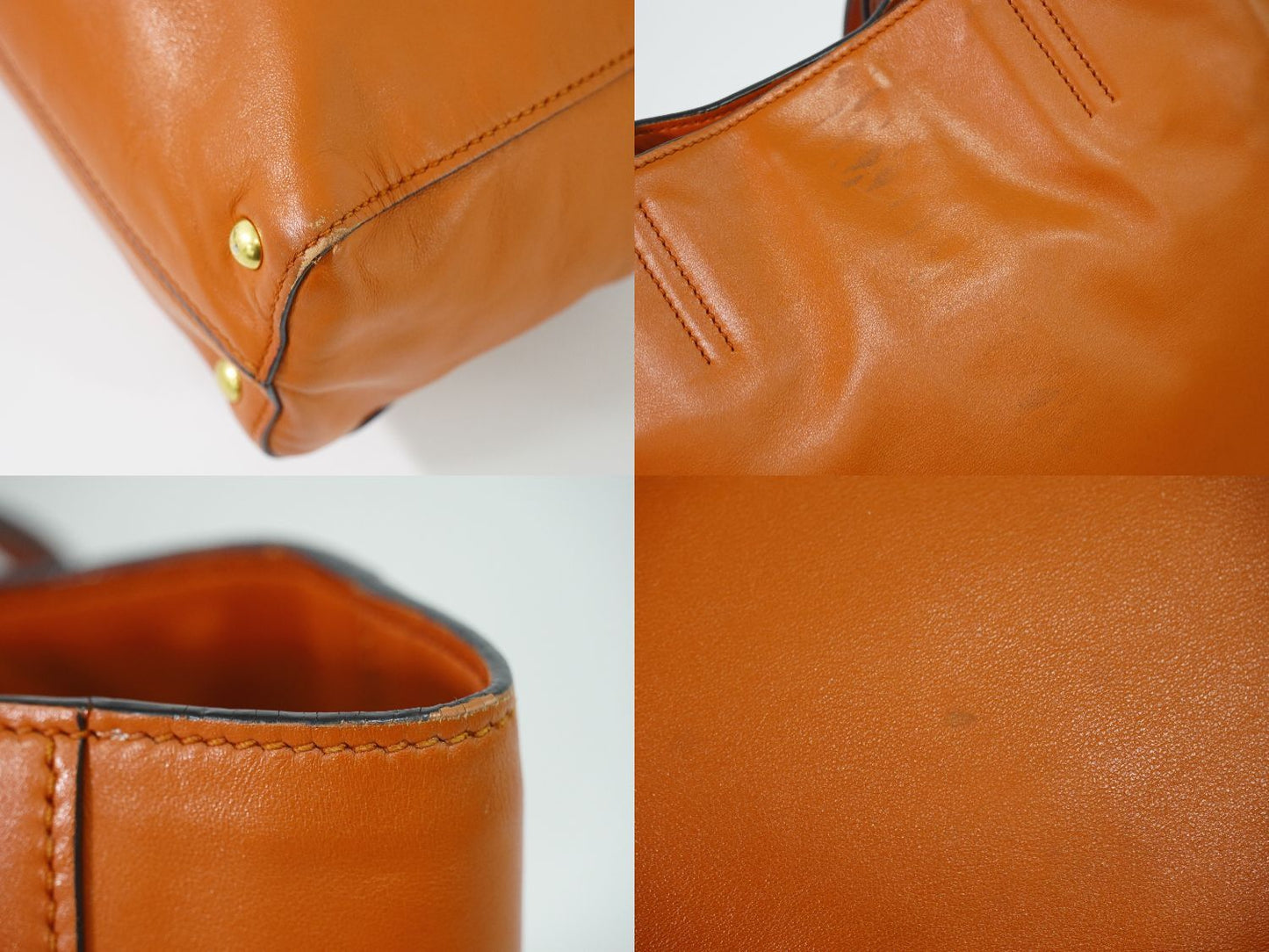 Miu Miu Leather Shoulder Bag Tote Orange — view 7