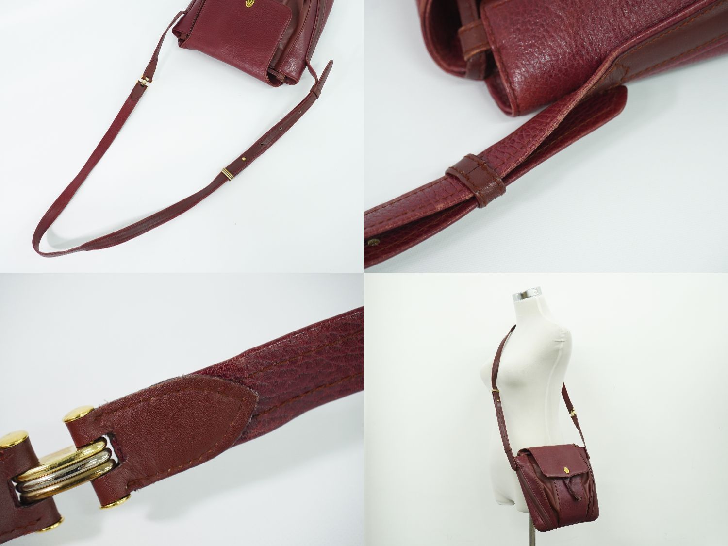 Cartier Must Line Shoulder Bag Pochette Leather Bordeaux — view 6