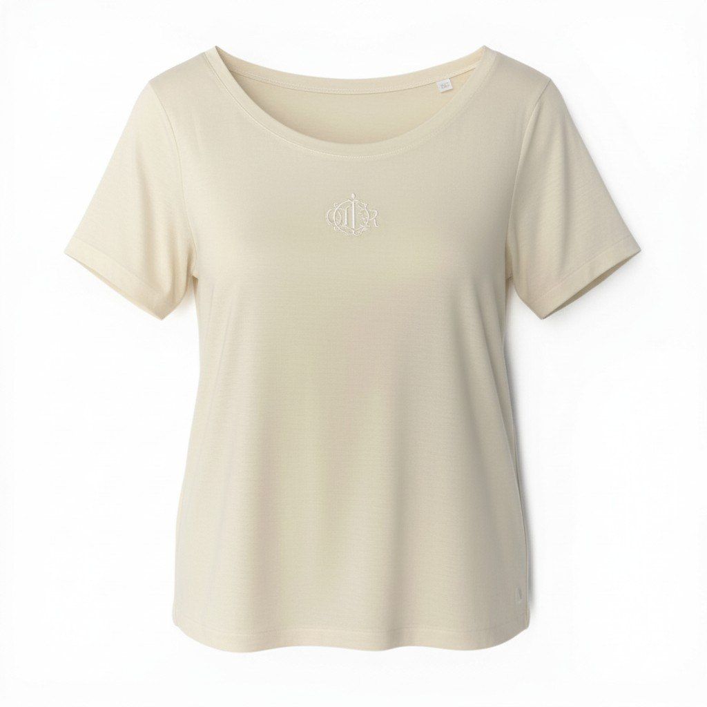 Dior Top Emblem Embroidery T-Shirt Ivory Silk Wool M