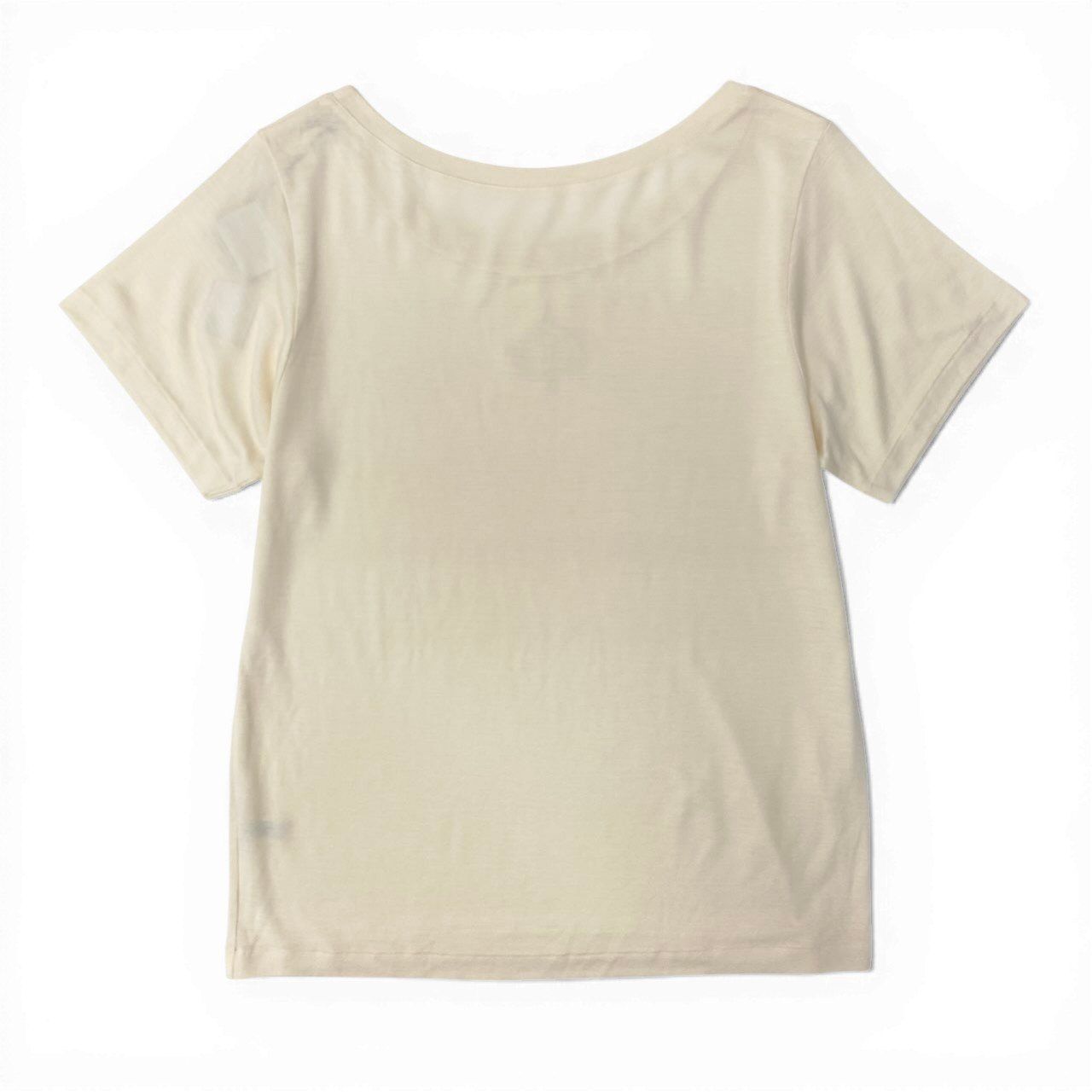 Dior Top Emblem Embroidery T-Shirt Ivory Silk Wool M — view 3
