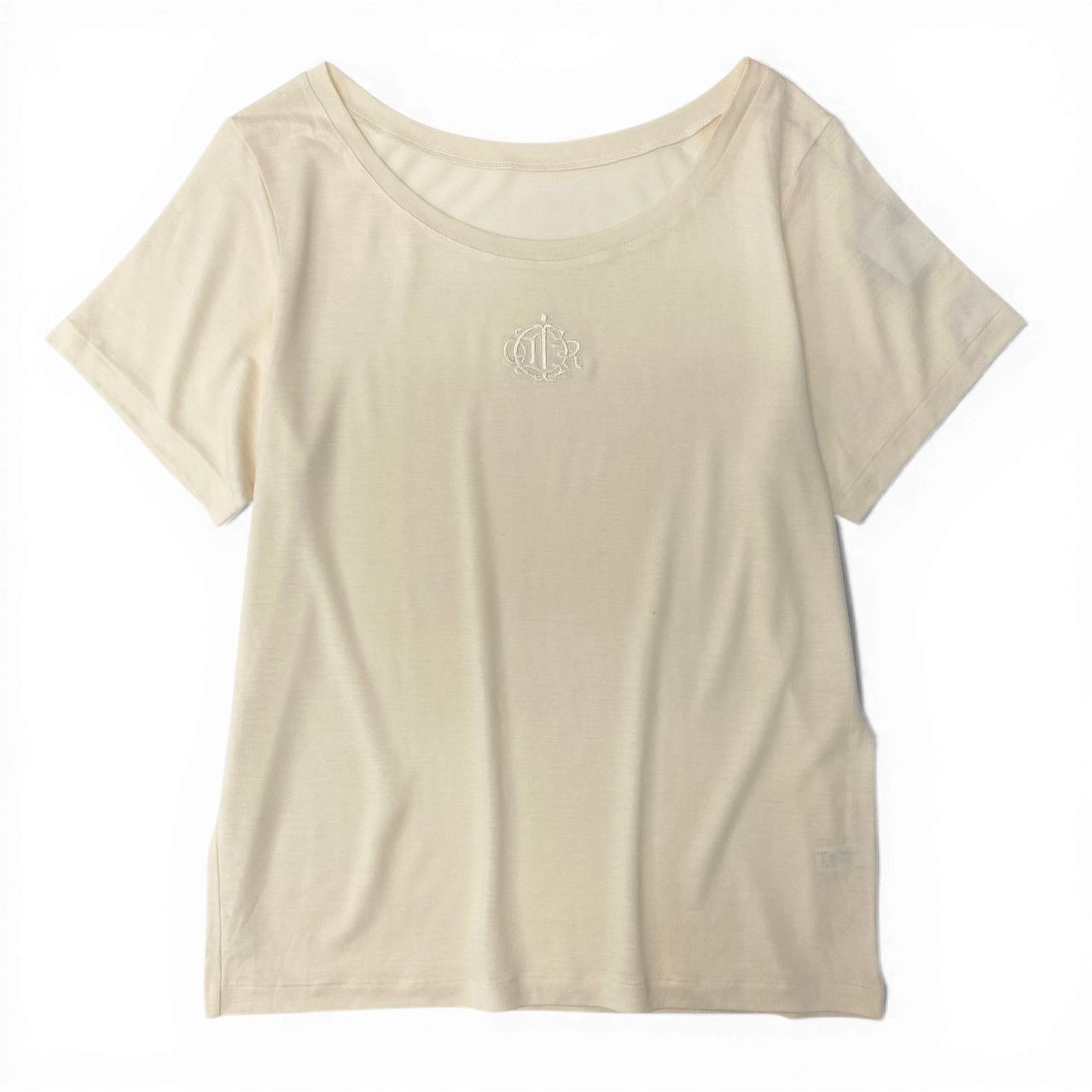 Dior Top Emblem Embroidery T-Shirt Ivory Silk Wool M — view 2