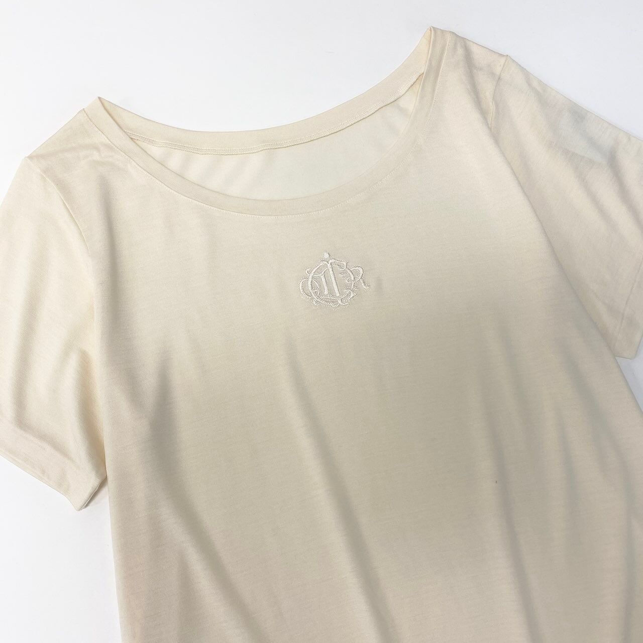 Dior Top Emblem Embroidery T-Shirt Ivory Silk Wool M — view 4