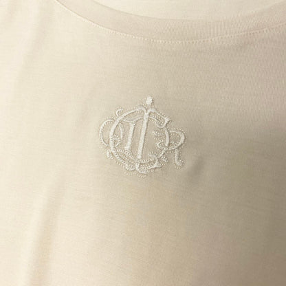 Dior Top Emblem Embroidery T-Shirt Ivory Silk Wool M — view 7