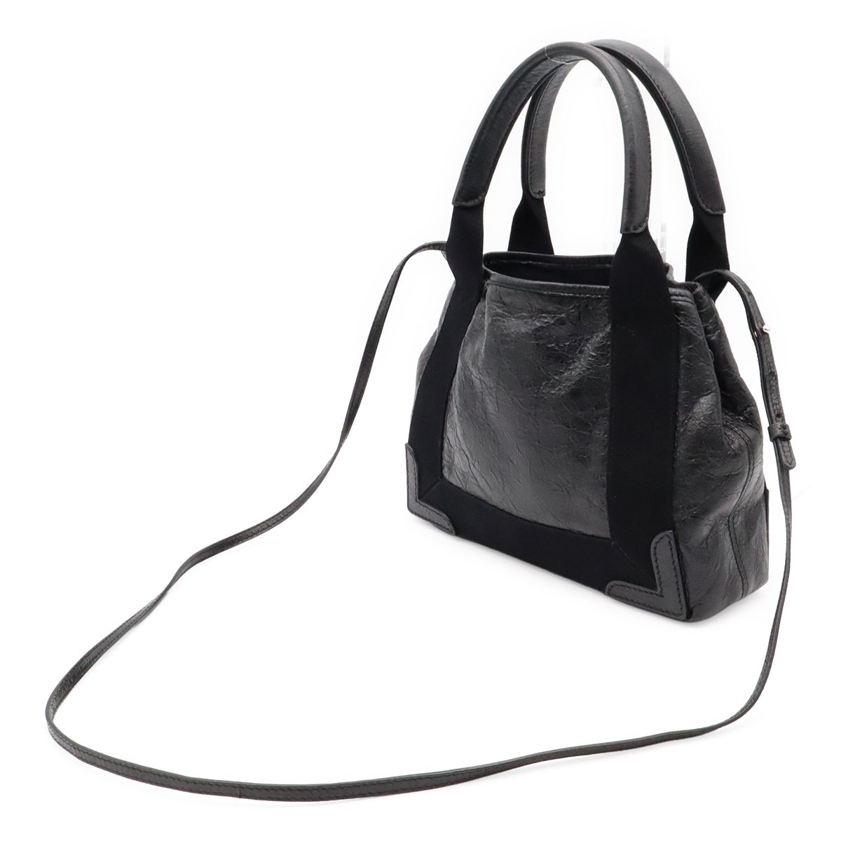 Balenciaga Exclusive Line Navy Cabas XS Tote 2-Way Shoulder Bag Leather Black — view 2