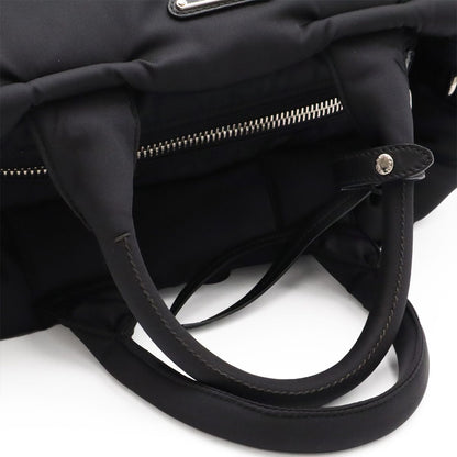Prada Bomber Triangle Logo Tote 2-Way Shoulder Bag Nylon Leather Nero Black — view 4
