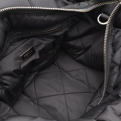 Prada Bomber Triangle Logo Tote 2-Way Shoulder Bag Nylon Leather Nero Black — view 8