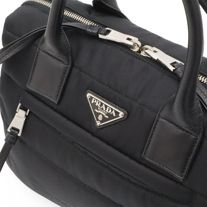 Prada Bomber Mini Boston Bag 2-Way Nylon Leather Nero Black — view 6