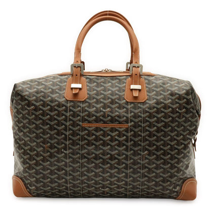 Goyard Boston Bag Herringbone Pattern Black Brown Silver