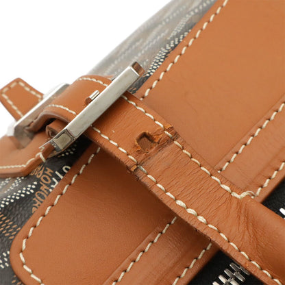 Goyard Boston Bag Herringbone Pattern Black Brown Silver — view 5