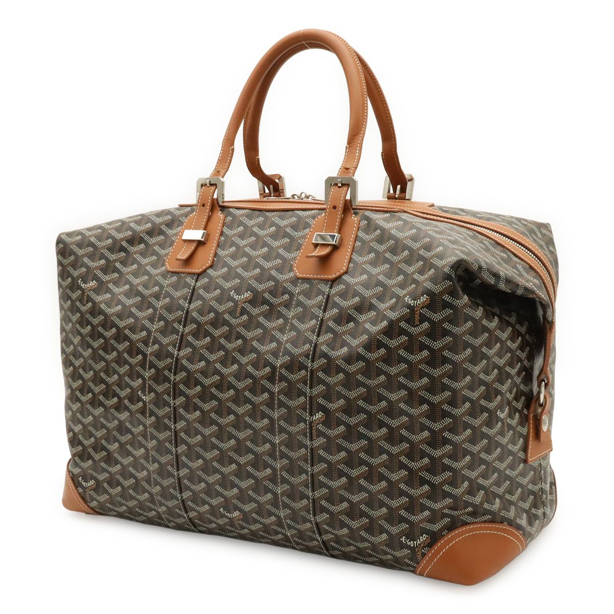 Goyard Boston Bag Herringbone Pattern Black Brown Silver — view 2